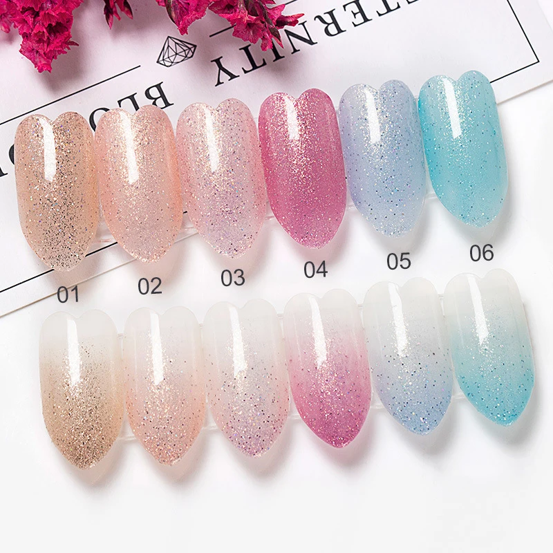 6 Colors Glitter Nude Gel Nail Polish 8ml Semi Permanent Soak Off Uv Led Varnish Gel Pink Blue Nail Art Polish Gel for Manicure
6 Colors Glitter Nude Gel Nail Polish 8ml Semi Permanent Soak Off Uv Led Varnish Gel Pink Blue Nail Art Polish Gel for Manicure