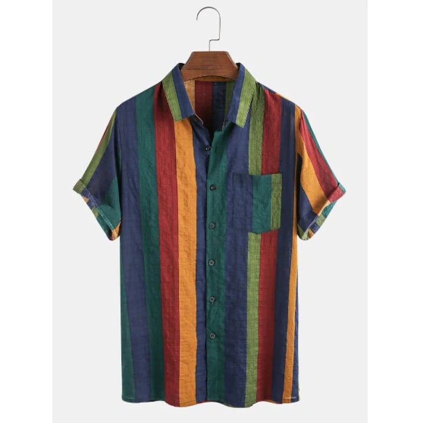 Shirts For Men Striped Printed Loose Beach Shirt Chest Pocket Turn Down Collar Short Sleeve Oversize Mens Shirts Clothing
Shirts For Men Striped Printed Loose Beach Shirt Chest Pocket Turn Down Collar Short Sleeve Oversize Mens Shirts Clothing