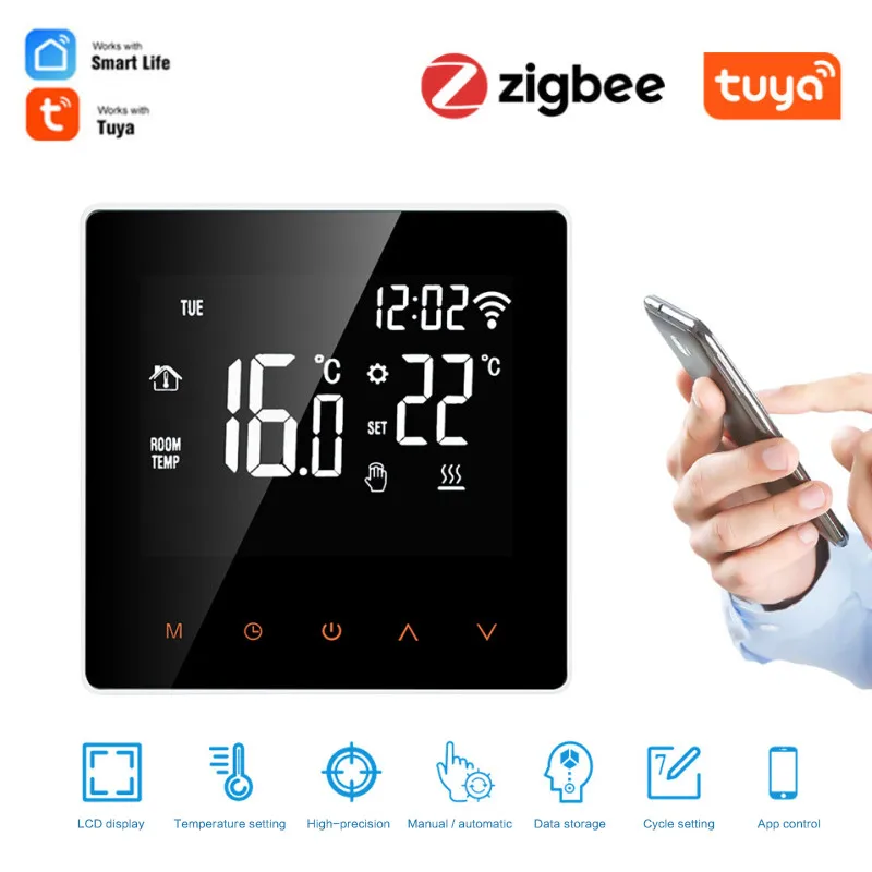 ZigBee Tuya Smart Thermostat Controller Temperature Wall Panel for Electric floor Heating,Water/Gas Boiler Work for Alexa Google
ZigBee Tuya Smart Thermostat Controller Temperature Wall Panel for Electric floor Heating,Water/Gas Boiler Work for Alexa Google