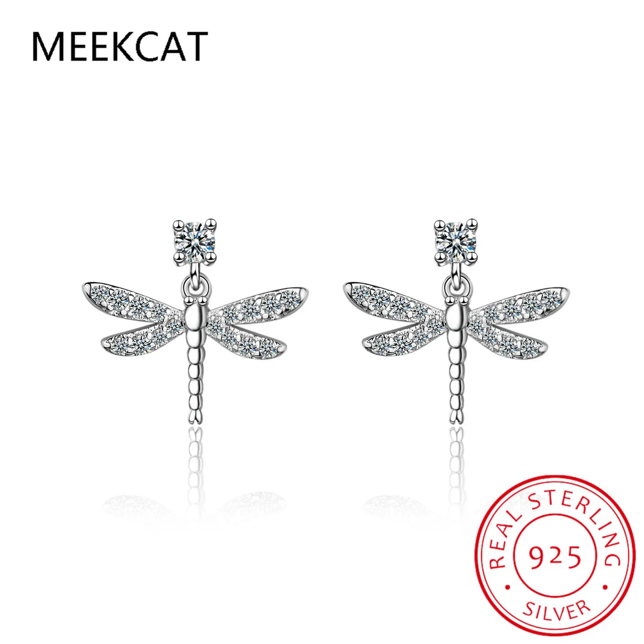 Настоящее серебро 925 пробы модные милые крошечные серьги-гвоздики с насекомыми и