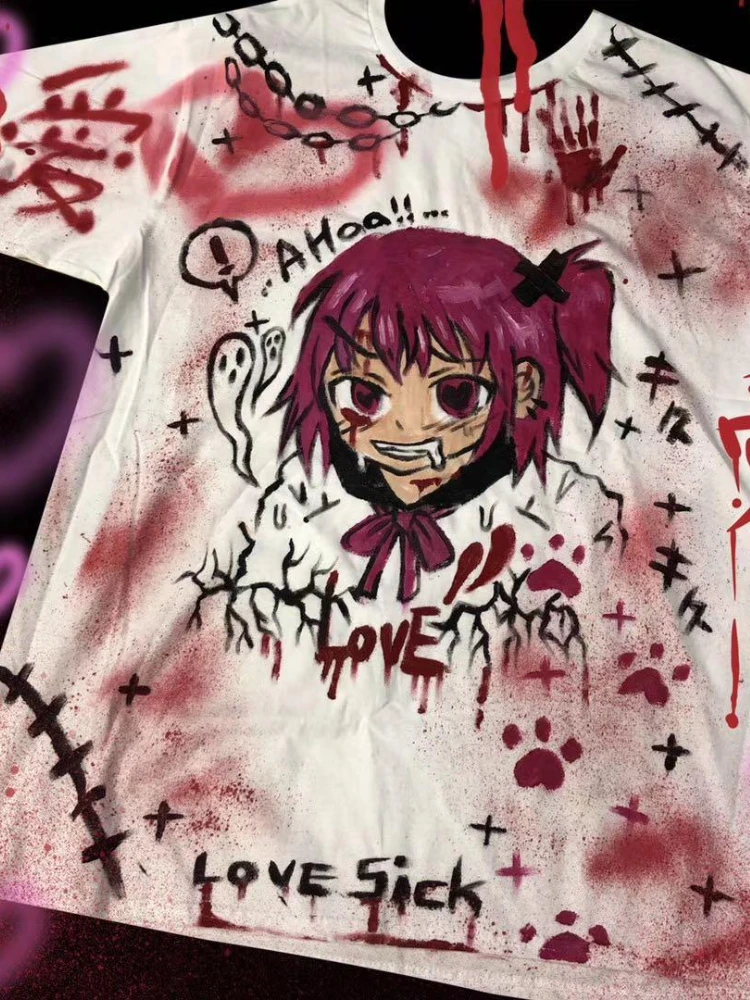Loose Hip Hop Punk Dark O Neck Short Sleeve T-shirts Tie Dye Anime Print Tshirt Summer Chic Graffiti Streetwear Tees Y2k
Loose Hip Hop Punk Dark O Neck Short Sleeve T-shirts Tie Dye Anime Print Tshirt Summer Chic Graffiti Streetwear Tees Y2k