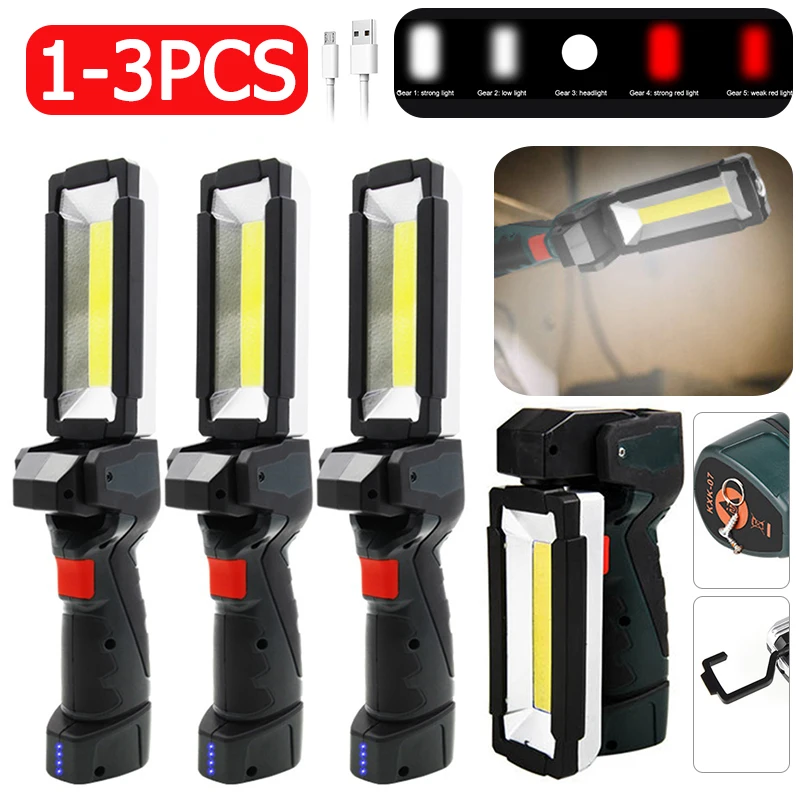 1-3pcs 5 Modes LED Work Light COB Flashlight Lantern Built-in Recharge Battery Portable Torch 360° Rotate Magnet Camping Light
1-3pcs 5 Modes LED Work Light COB Flashlight Lantern Built-in Recharge Battery Portable Torch 360° Rotate Magnet Camping Light