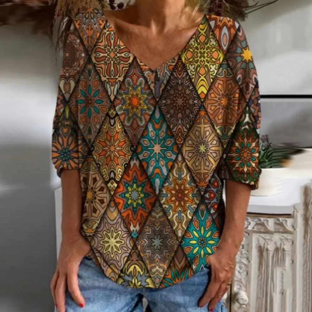 Summer Women Top O-neck Half Sleeve Loose Fit T-shirt Vintage Ethnic Style Digital Print Tee Top Female Clothing Streetwear
Summer Women Top O-neck Half Sleeve Loose Fit T-shirt Vintage Ethnic Style Digital Print Tee Top Female Clothing Streetwear
