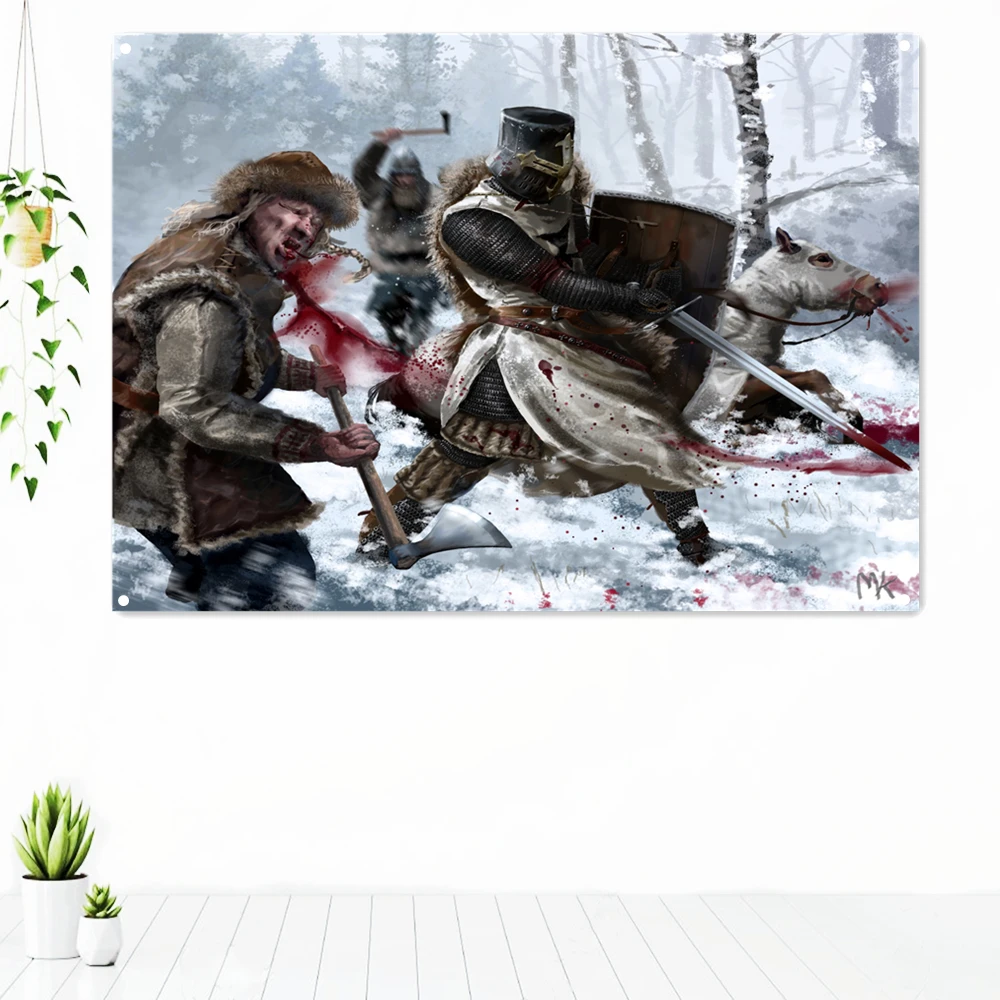 Medieval Crusades Paintings Wall Art Knights Templar Armor Banner Flag Vintage Templar Battles History Poster Interior Decor D4 
Medieval Crusades Paintings Wall Art Knights Templar Armor Banner Flag Vintage Templar Battles History Poster Interior Decor D4