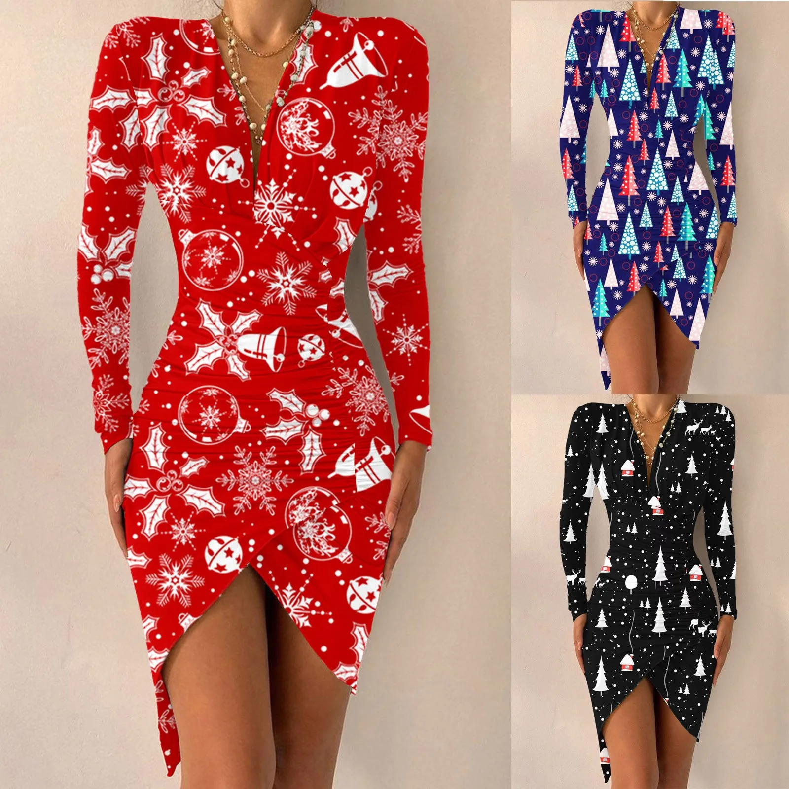 Women Sexy Deep V Neck Dress Long Sleeve Irregular Dress Dinner Party Dress Banquet Slim Sexy Petite Formal Dresses with Sleeves
Women Sexy Deep V Neck Dress Long Sleeve Irregular Dress Dinner Party Dress Banquet Slim Sexy Petite Formal Dresses with Sleeves