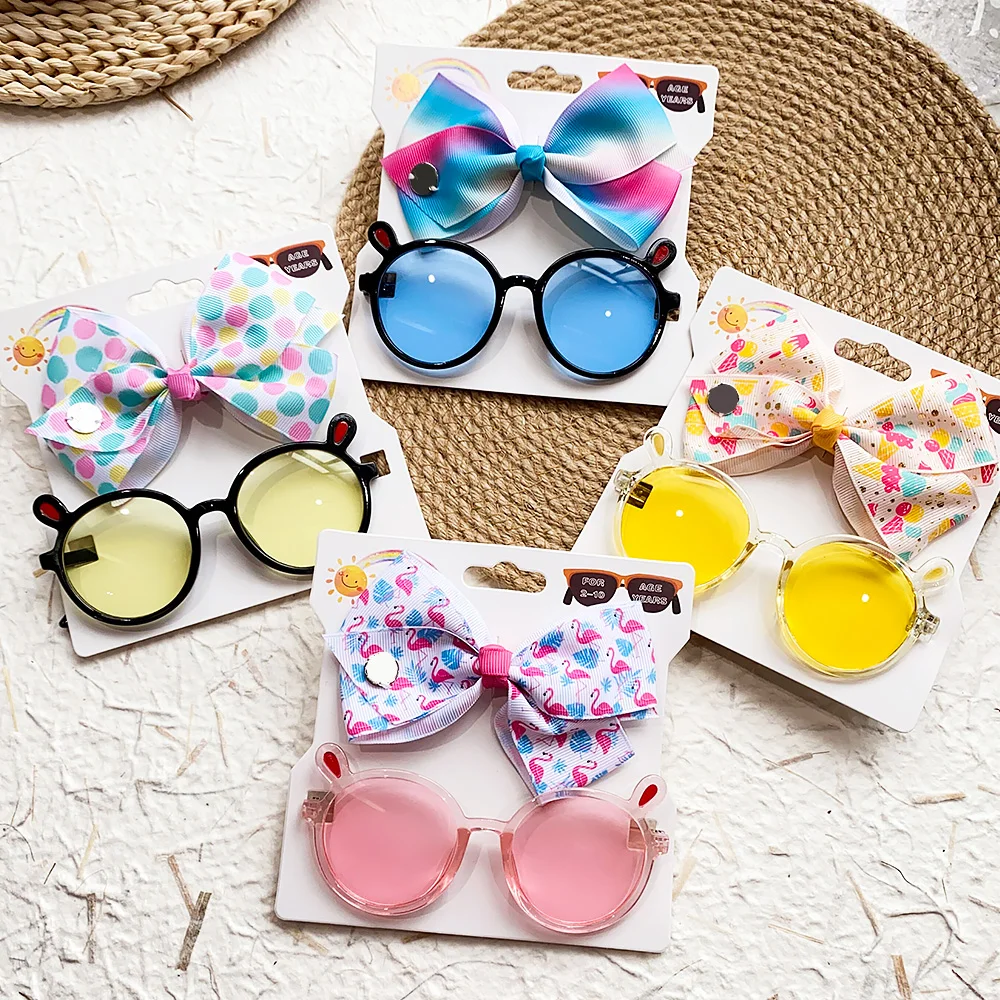 2PCS Sweet Girl Bows Hairclip Cartoon Cat Ears Retro Round Frame Glasses Combination Set Fashion Baby Hair Pin Accessories
2PCS Sweet Girl Bows Hairclip Cartoon Cat Ears Retro Round Frame Glasses Combination Set Fashion Baby Hair Pin Accessories