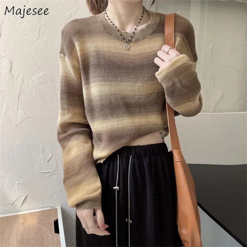 Pullovers Women Vintage Striped Basic Autumn Loose Aesthetic All-match Clothing College Chandails Casual Elegant Harajuku Retro 
Pullovers Women Vintage Striped Basic Autumn Loose Aesthetic All-match Clothing College Chandails Casual Elegant Harajuku Retro