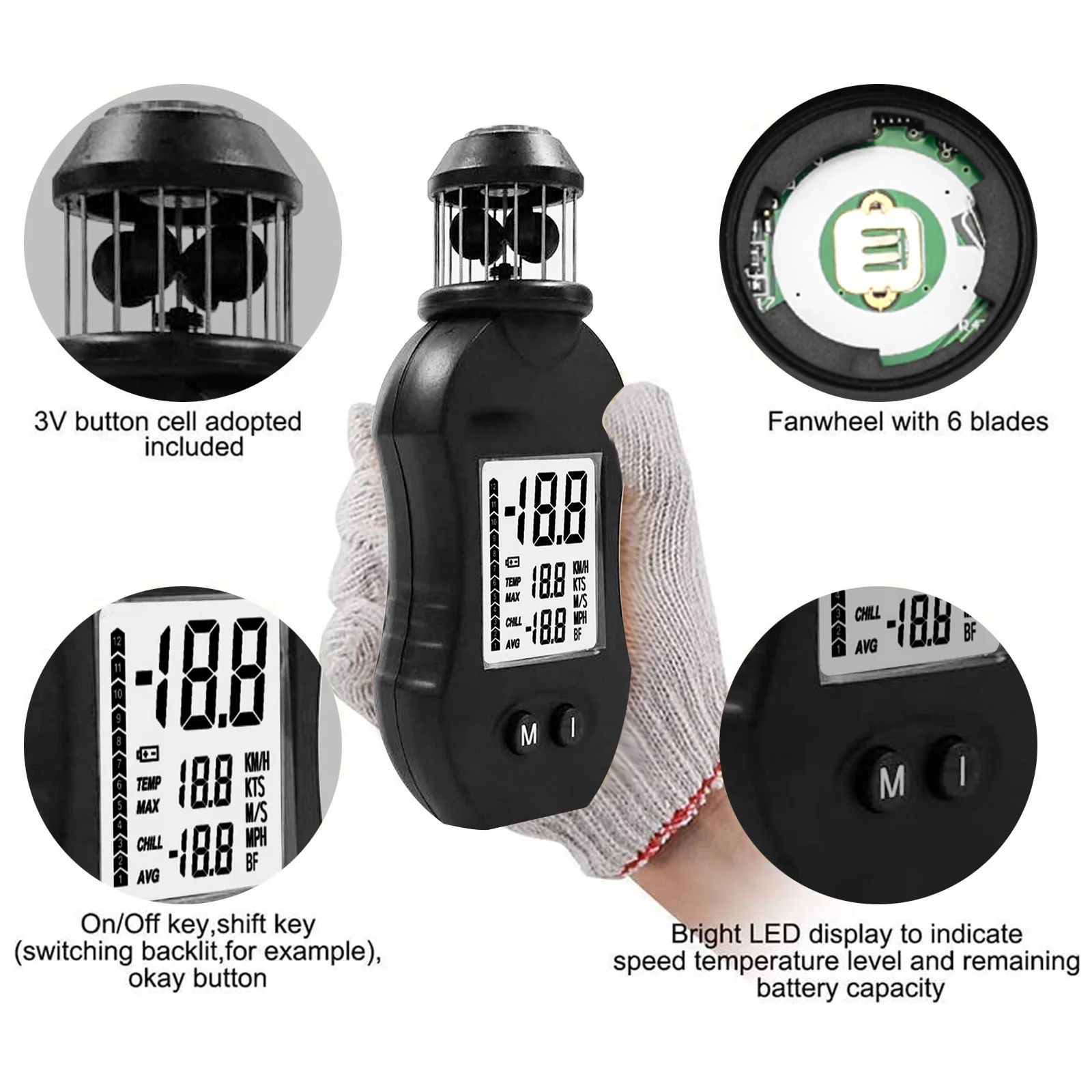 HP-876 Portable Anemometer W/ Digital Display Hand-Held For Measuring Air Conditioning Outdoor Wind Speed
HP-876 Portable Anemometer W/ Digital Display Hand-Held For Measuring Air Conditioning Outdoor Wind Speed