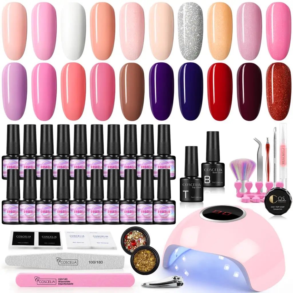 COSCELIA Nail Gel Polish Set Manicure Set With UV LED Lamp Soak-off Semi Permanent Hybrid Gel Varnish Nail Art Design Tools Sets 
COSCELIA Nail Gel Polish Set Manicure Set With UV LED Lamp Soak-off Semi Permanent Hybrid Gel Varnish Nail Art Design Tools Sets