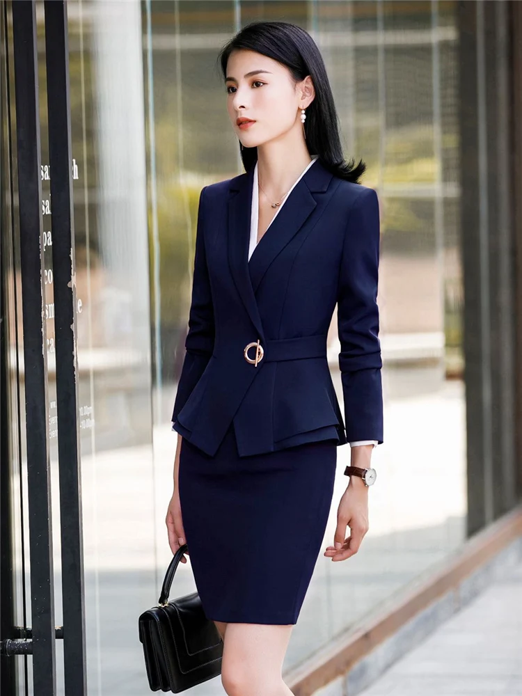 

Женский офисный костюм из блейзера и брюк, элегантный деловой костюм винного цвета с юбкой, одежда для работы, комплект из двух предметов, 2023