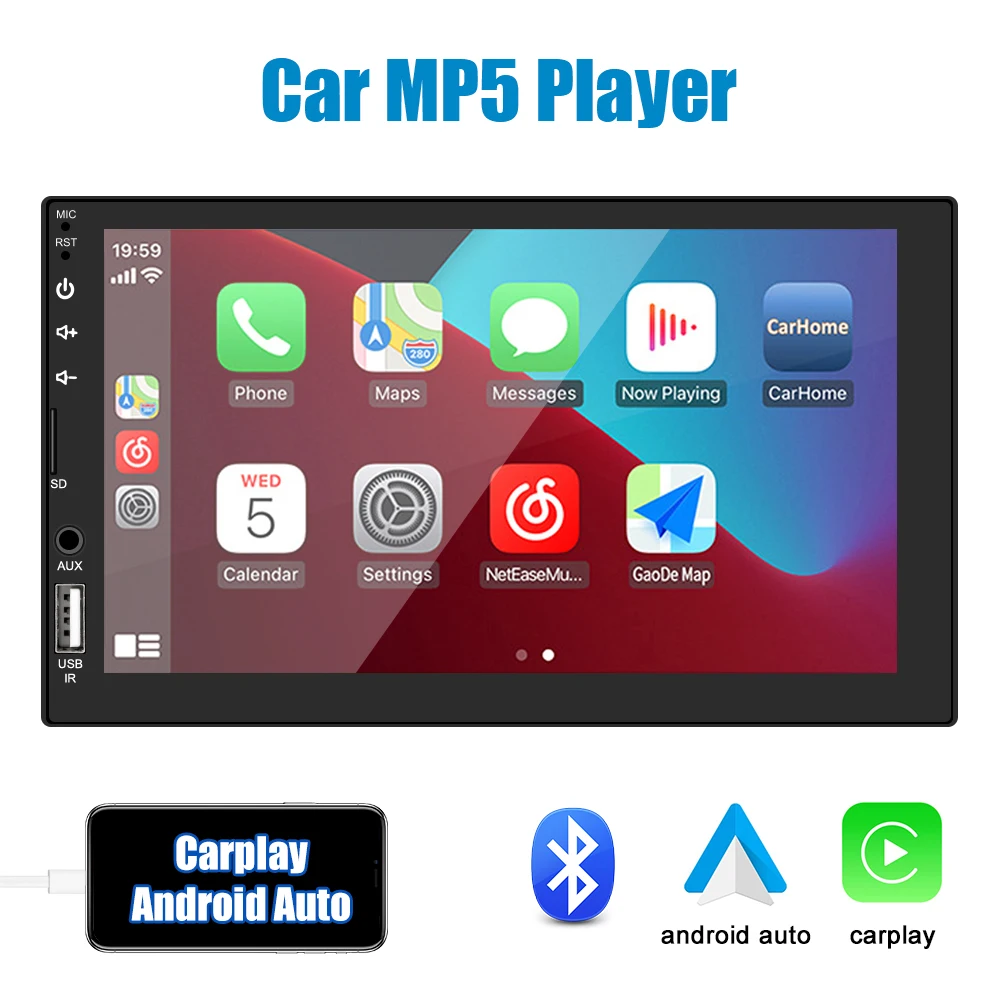 Car Radio 7 Inch Bluetooth TF USB Mirror Link Carplay 2 Din Multimedia Player Hands-free Touch Screen MP5 FM Receiver
Car Radio 7 Inch Bluetooth TF USB Mirror Link Carplay 2 Din Multimedia Player Hands-free Touch Screen MP5 FM Receiver