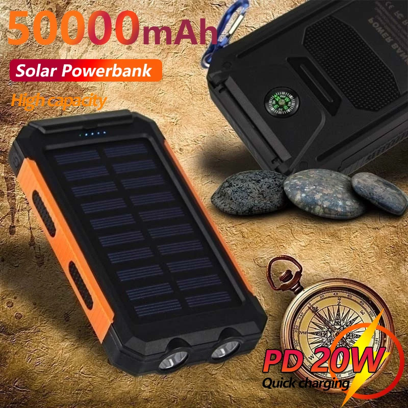 Solar 50000mAh Power Bank Travel Portable Waterproof External Battery with SOS LED Light for Iphone Samsung Xiaomi
Solar 50000mAh Power Bank Travel Portable Waterproof External Battery with SOS LED Light for Iphone Samsung Xiaomi