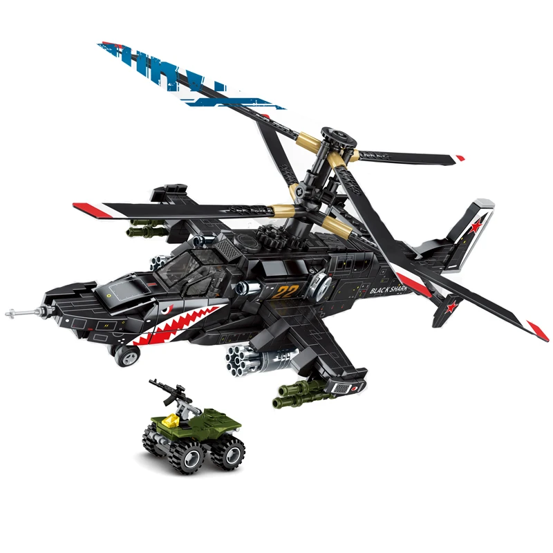 Military Aviation Aircraft Black Shark Air Force Plane WW2 USSR Russia Model Building Blocks Kit Children Educational Toys Gift
Military Aviation Aircraft Black Shark Air Force Plane WW2 USSR Russia Model Building Blocks Kit Children Educational Toys Gift