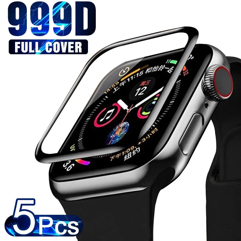 Защитное стекло Soft Glass на 5 штук для Apple Watch 41 мм 45 мм 7 6 5 4 3 SE IWatch Series 44 мм 40 мм 38 мм 42 мм.