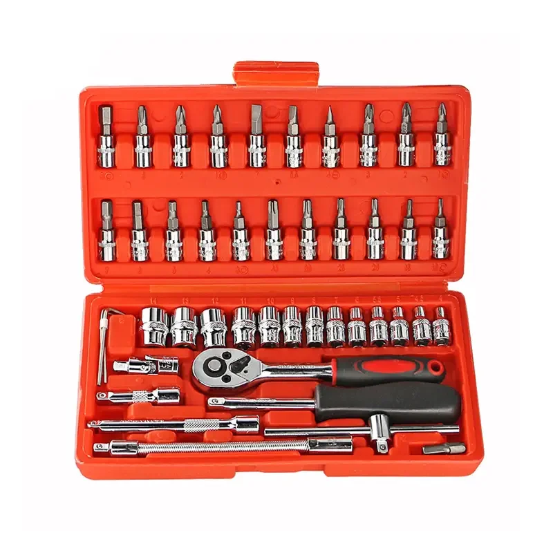 Auto Repair Hand Tool Set 46 Pieces 1/4-Inch Combination Socket Set Ratchet Torque Wrench Set Car Auto Repair Hand Combo Tool
Auto Repair Hand Tool Set 46 Pieces 1/4-Inch Combination Socket Set Ratchet Torque Wrench Set Car Auto Repair Hand Combo Tool