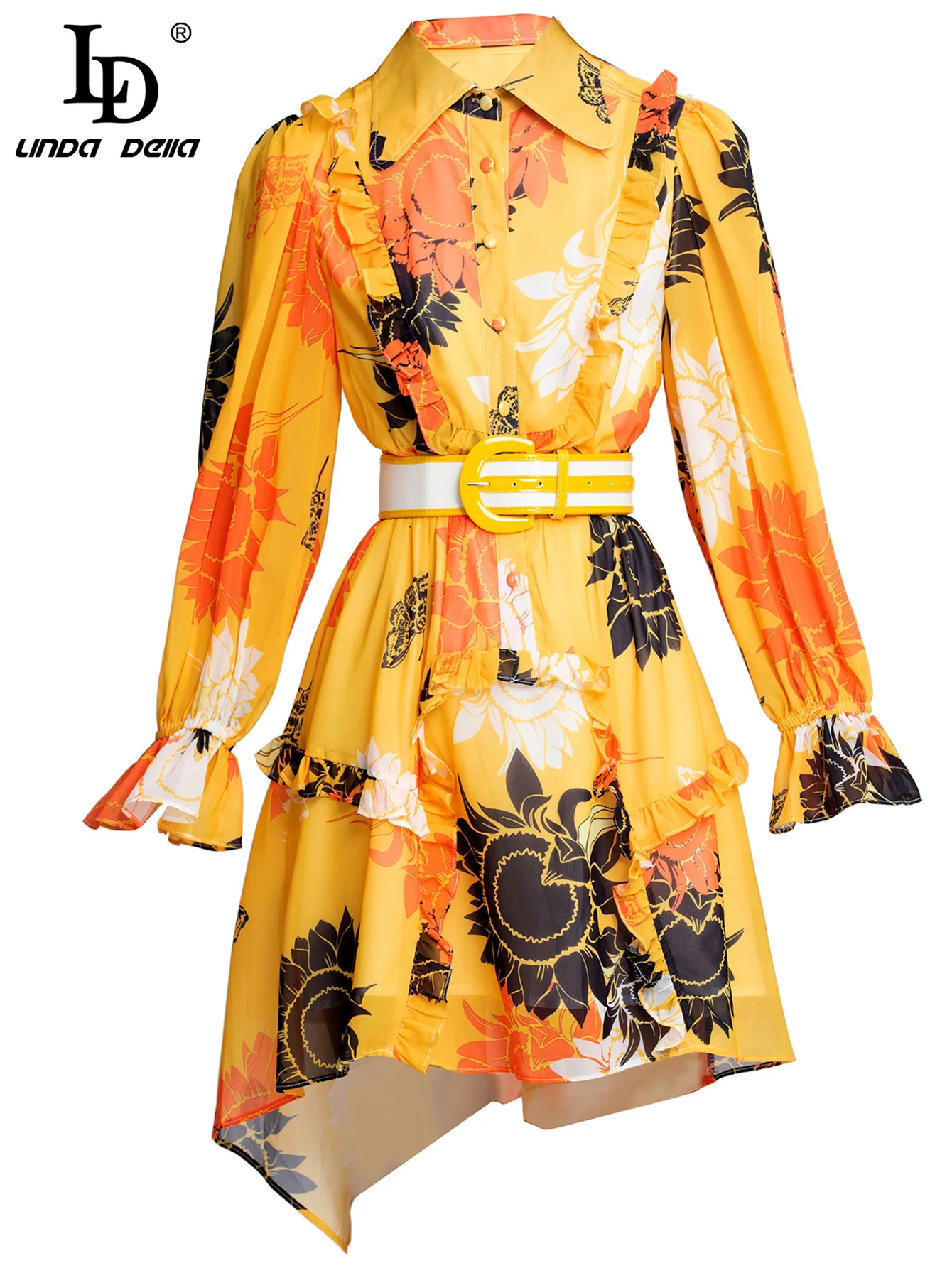 LD LINDA DELLA Fashion Runway Summer Dress Women Lantern sleeve Single-breasted Sashes Flower Print Holiday Party Vintage Dress
LD LINDA DELLA Fashion Runway Summer Dress Women Lantern sleeve Single-breasted Sashes Flower Print Holiday Party Vintage Dress