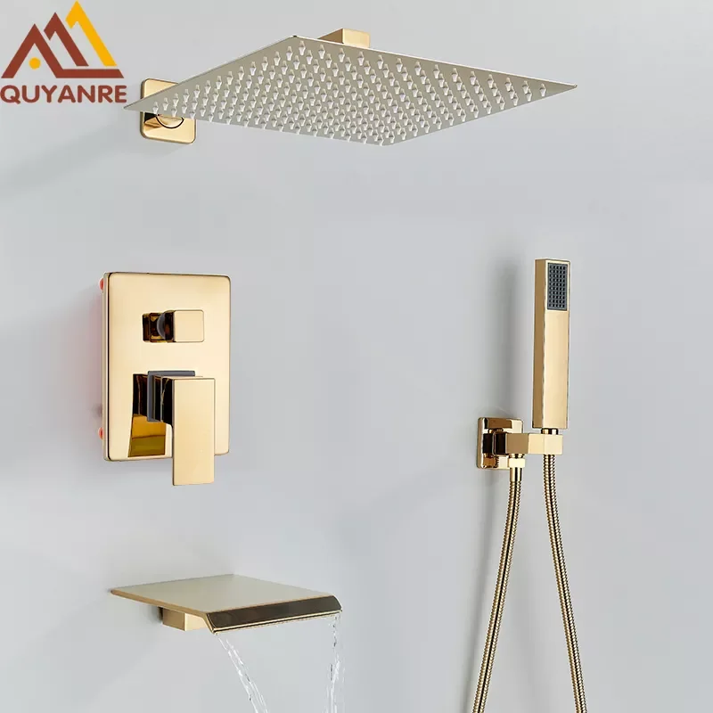 Gold Concealed Shower Faucet Set Rain Waterfall Bathtub Shower System Hot Cold Water Shower Faucet For Bathroom Mixer Tap
Gold Concealed Shower Faucet Set Rain Waterfall Bathtub Shower System Hot Cold Water Shower Faucet For Bathroom Mixer Tap