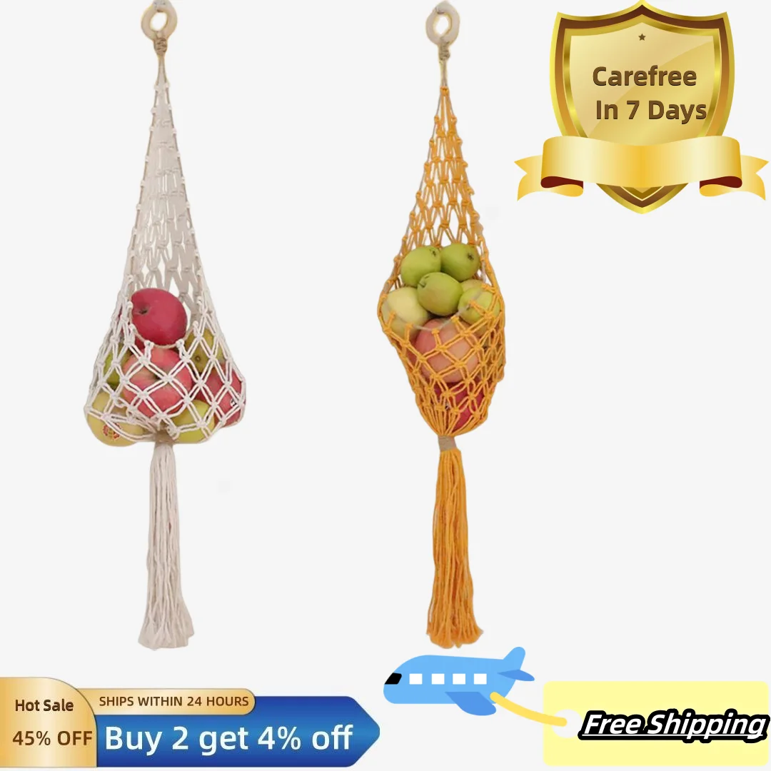 Woven Fruit Bag Folding Space-saving Cotton Rope Boho Vegetable Basket Hanging Holder Kitchen Supplies
Woven Fruit Bag Folding Space-saving Cotton Rope Boho Vegetable Basket Hanging Holder Kitchen Supplies