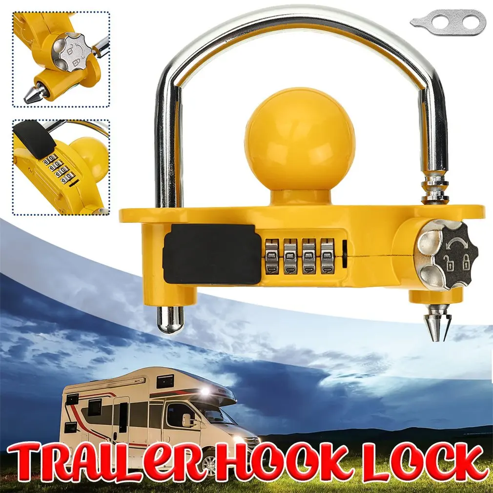 

Universal Heavy Duty Hitch Lock Caravan Trailer Ball Coupler Password Trailer Lock U-shaped Hitch Yacht Anti-Theft Lock Yellow