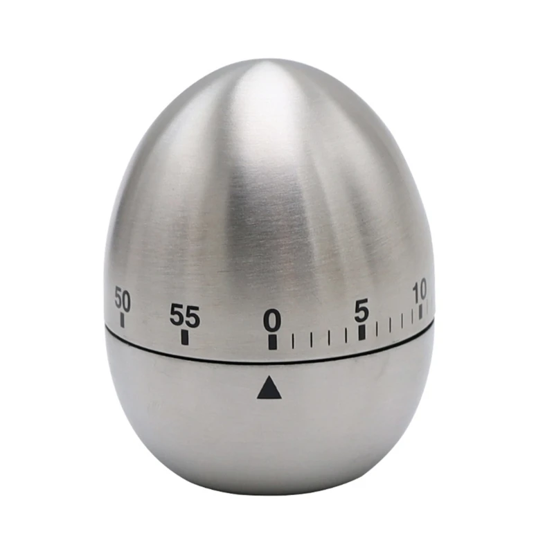 

Stainless Steel Egg Shape Mechanical Kitchen Timer Loud 60 Minutes for Timing Interval Funny Multipurpose Household