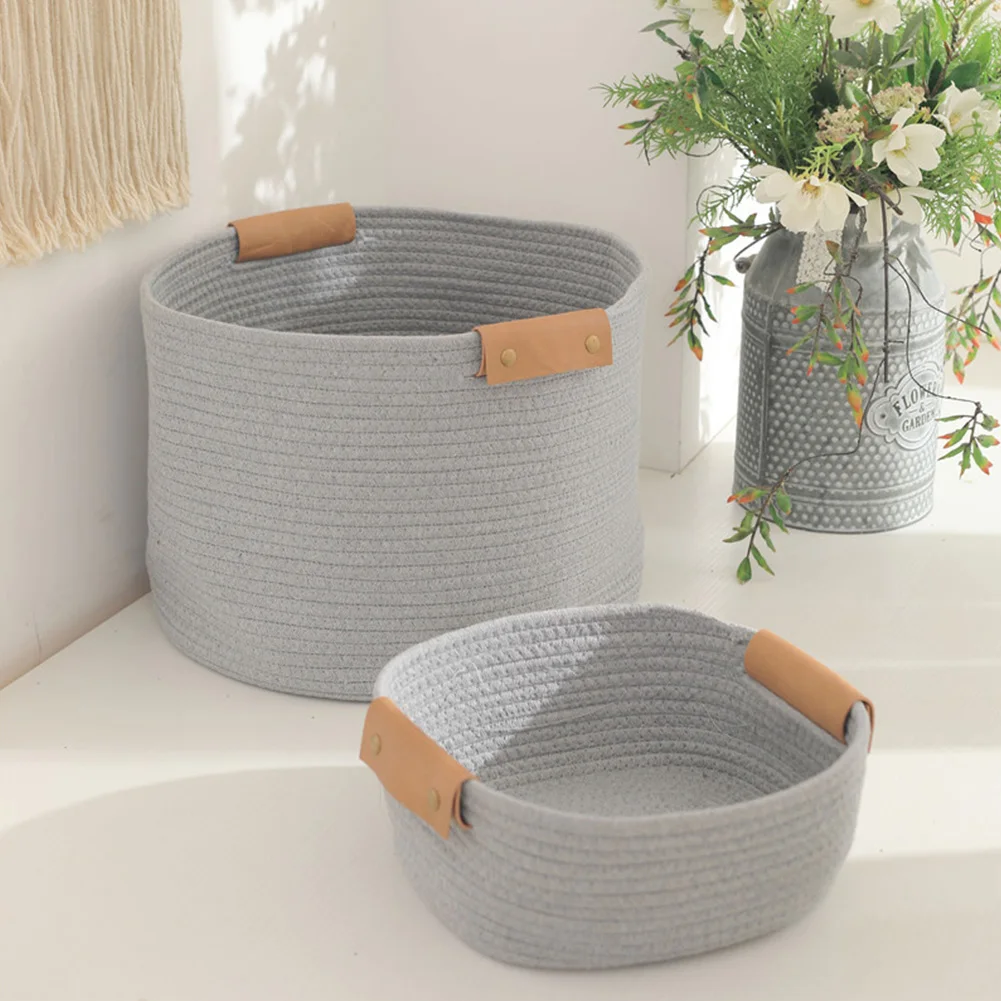 2pcs Sundries Container Home Cosmetic Books Storage Basket Cotton Rope Woven With Handle Organizer Towel Makeup Laundry Box
2pcs Sundries Container Home Cosmetic Books Storage Basket Cotton Rope Woven With Handle Organizer Towel Makeup Laundry Box
