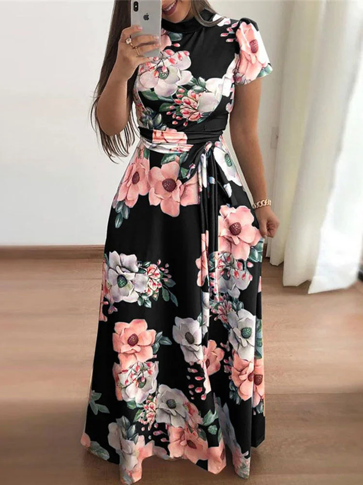 2023 Women Summer Long Dress Casual Long Sleeve Boho Floral Print Maxi Dress Turtleneck Bandage Elegant Party Dresses Vestidos
2023 Women Summer Long Dress Casual Long Sleeve Boho Floral Print Maxi Dress Turtleneck Bandage Elegant Party Dresses Vestidos