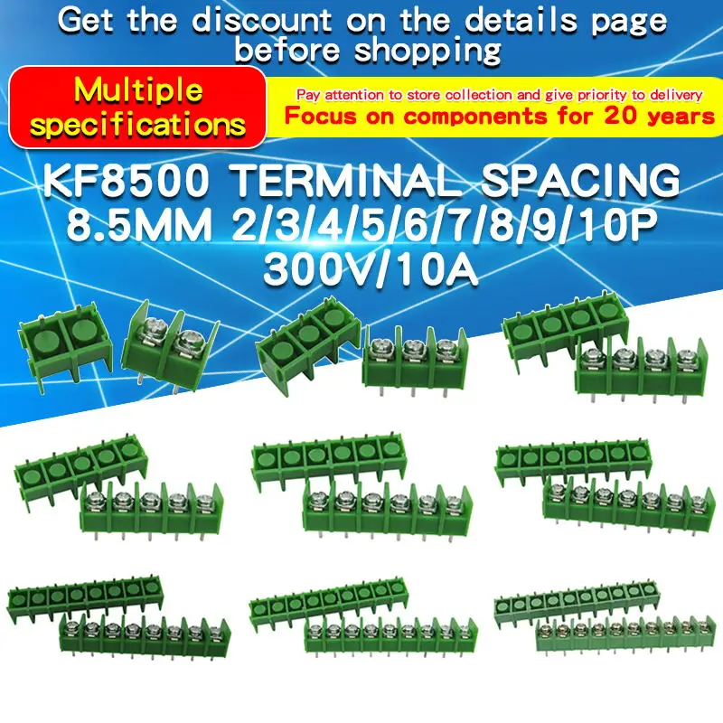 

1PCS KF8500 8.5mm Pitch Connector Pcb Screw Terminal Block 2/3/4/5/6/7/8/9/10Pin 10A 300V