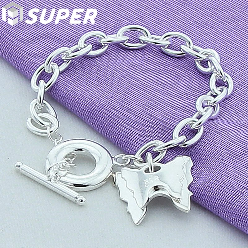 925 Sterling Silver Two Butterfly Pendant Bracelet OT Buckle For Woman Charm Wedding Engagement Fashion Party Jewelry
925 Sterling Silver Two Butterfly Pendant Bracelet OT Buckle For Woman Charm Wedding Engagement Fashion Party Jewelry
