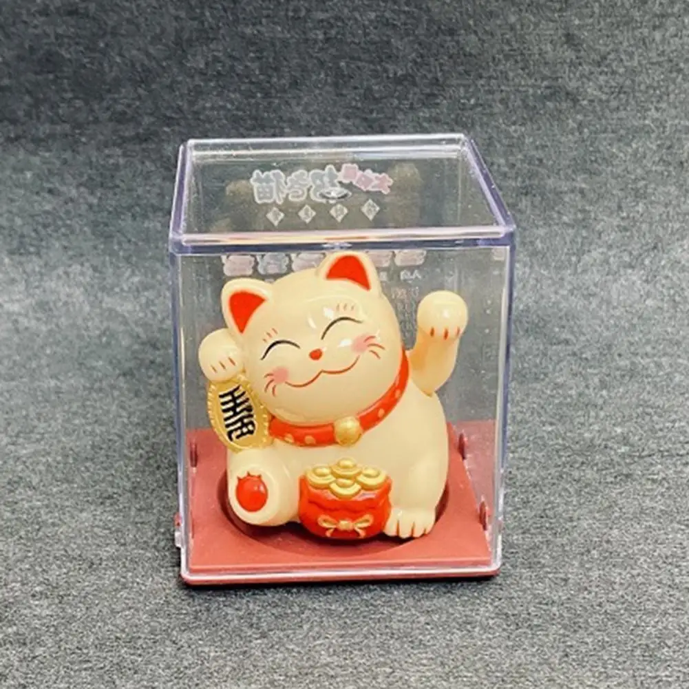 

Welcome Lucky Cat Figurine Shaking Hand Plastic Wealth Cat Ornament Chinese Style Light Energy Fortune Cat Statue for Desktop