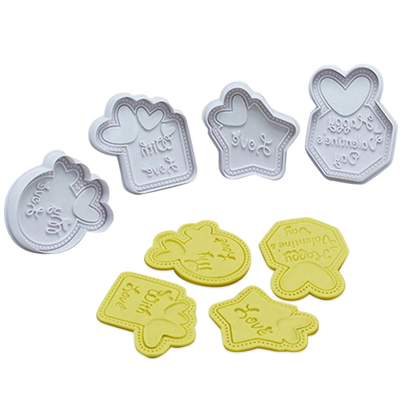 4Pcs DIY Valentines Day Cartoon Biscuit Mould Cookie Cutter 3D Chocolates Cake Mold ABS Kitchen Baking Wedding Decorating Tools
4Pcs DIY Valentines Day Cartoon Biscuit Mould Cookie Cutter 3D Chocolates Cake Mold ABS Kitchen Baking Wedding Decorating Tools