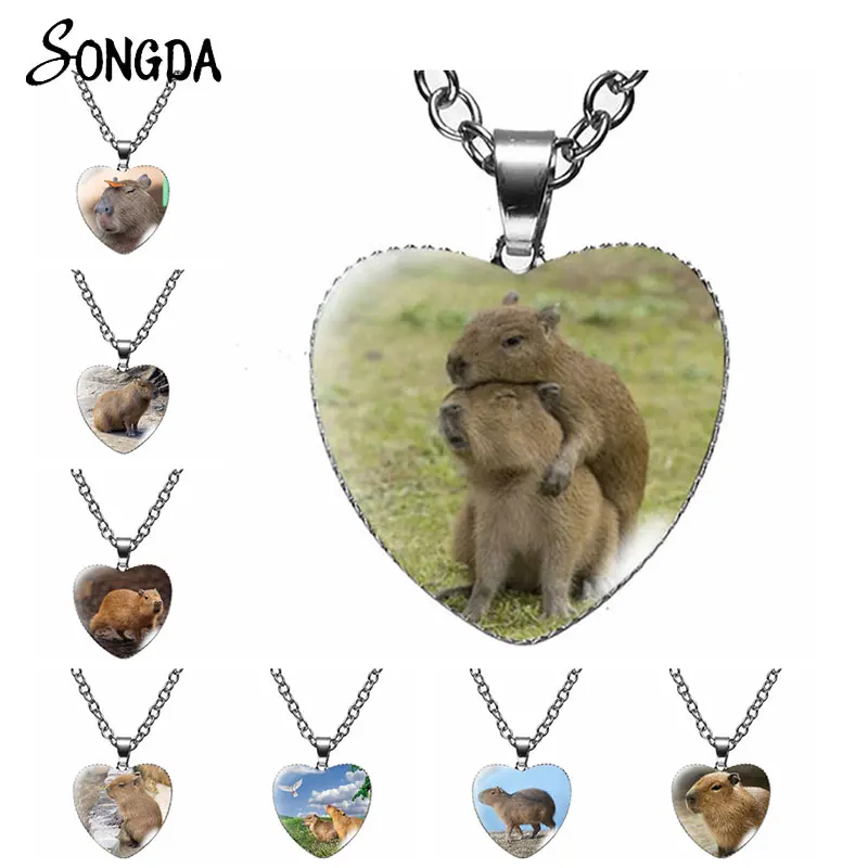 Funny Capybara Heart Necklace Cute Cartoon Animal Capybaras Choker Necklaces Art Photo Glass Cabochon Pendant Neck Chain Jewelry
Funny Capybara Heart Necklace Cute Cartoon Animal Capybaras Choker Necklaces Art Photo Glass Cabochon Pendant Neck Chain Jewelry