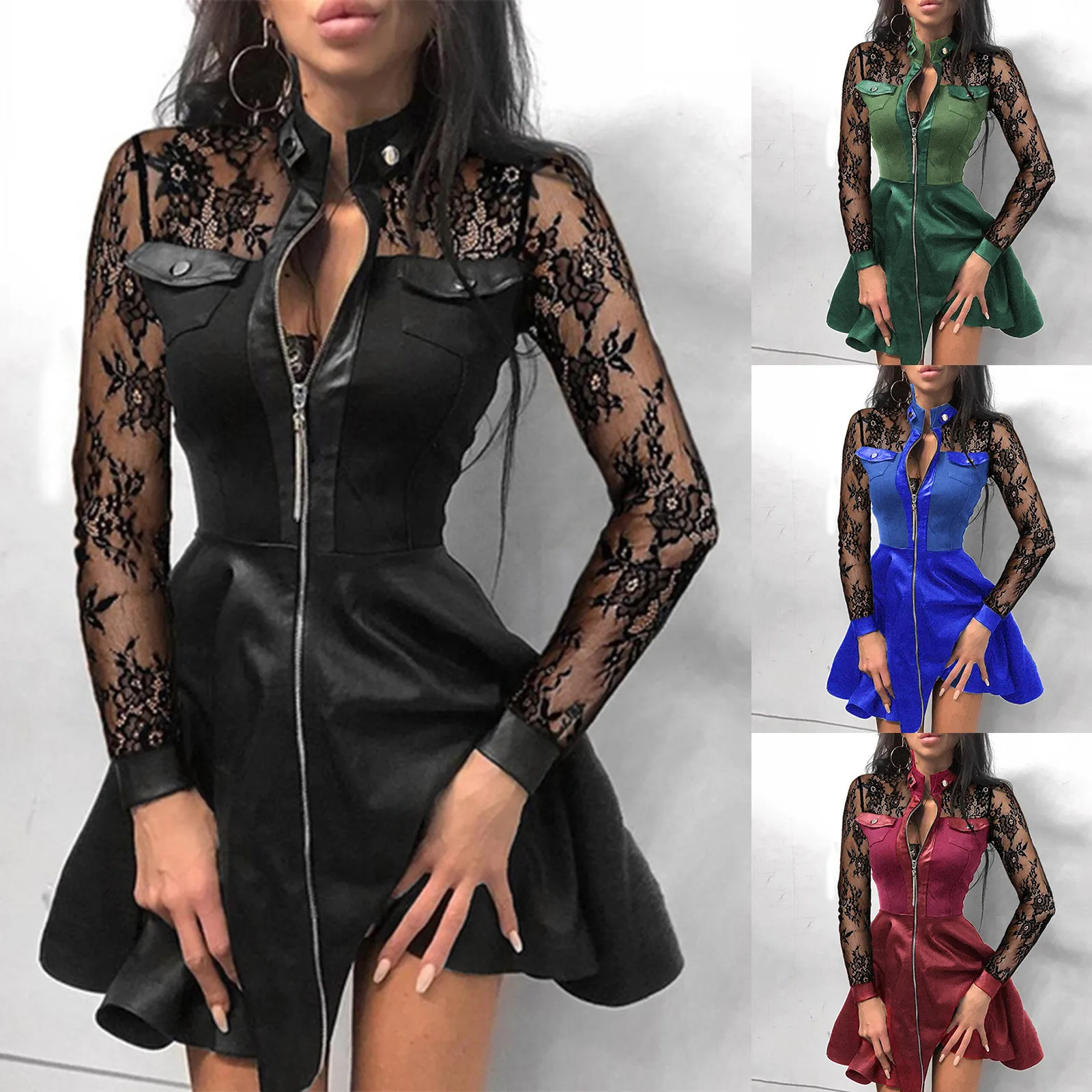 European and American Autumn and Winter New Fashion PU Leather Matching Waist Dress
European and American Autumn and Winter New Fashion PU Leather Matching Waist Dress