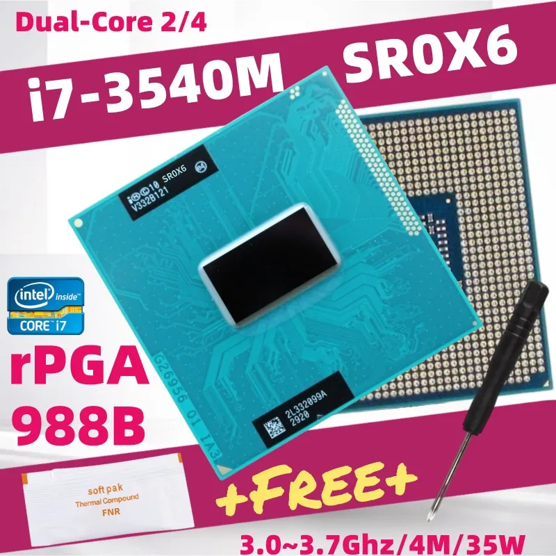 Двухъядерный процессор Core i7 3540M SR0X6 для ноутбука Socket G2 PGA988B HM75 HM76 HM77 QM77 QS77
Двухъядерный процессор Core i7 3540M SR0X6 для ноутбука Socket G2 PGA988B HM75 HM76 HM77 QM77 QS77