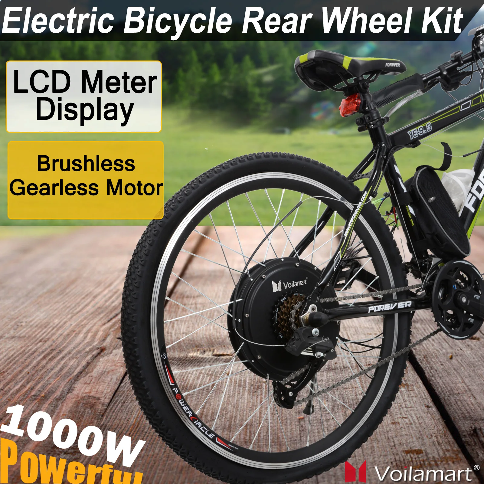 Voilamart 26 Inch 48V 1000W Electric Bicycle Conversion Kit Rear Wheel Brushless Hub Motor Kit with LCD Meter
Voilamart 26 Inch 48V 1000W Electric Bicycle Conversion Kit Rear Wheel Brushless Hub Motor Kit with LCD Meter