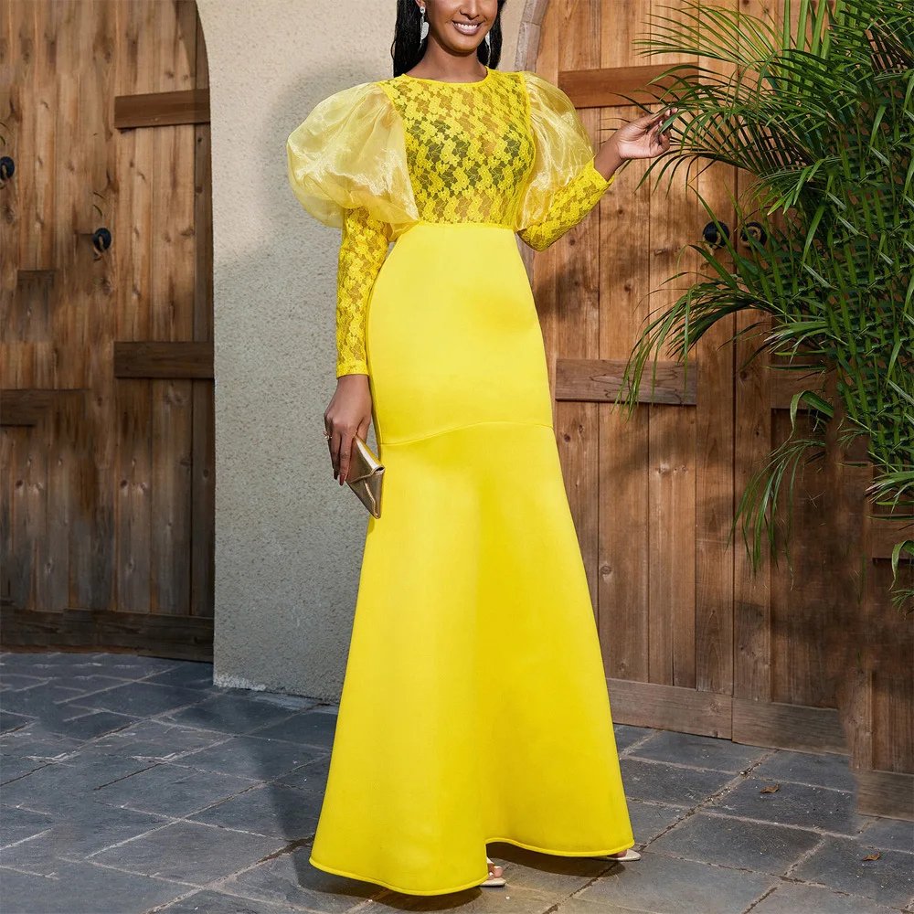 Luxury Dresses for Women Round Neck Lantern Sleeve High Waisted Bodycon Mermaid Floor Length Fashion Ladies Birthday Party Dress
Luxury Dresses for Women Round Neck Lantern Sleeve High Waisted Bodycon Mermaid Floor Length Fashion Ladies Birthday Party Dress