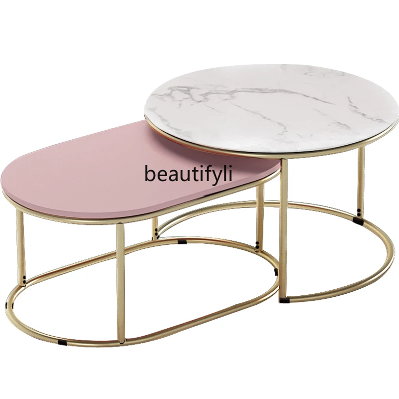 Роскошный журнальный столик HJ светильник, Круглый комбинированный креативный Овальный чайный столик, простой современный боковой столик 
Роскошный журнальный столик HJ светильник, Круглый комбинированный креативный Овальный чайный столик, простой современный боковой столик