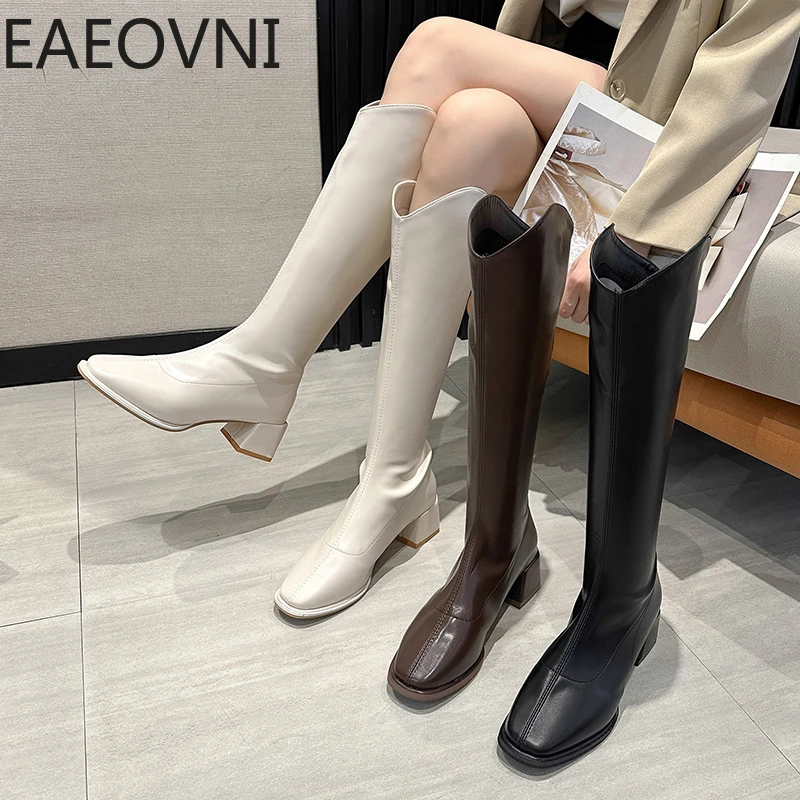 Winter Women Knee-High-Boots Fashion Back Zippers Soft Leather Long Booties Shoes Ladies Partys Square Heel Bota
Winter Women Knee-High-Boots Fashion Back Zippers Soft Leather Long Booties Shoes Ladies Partys Square Heel Bota