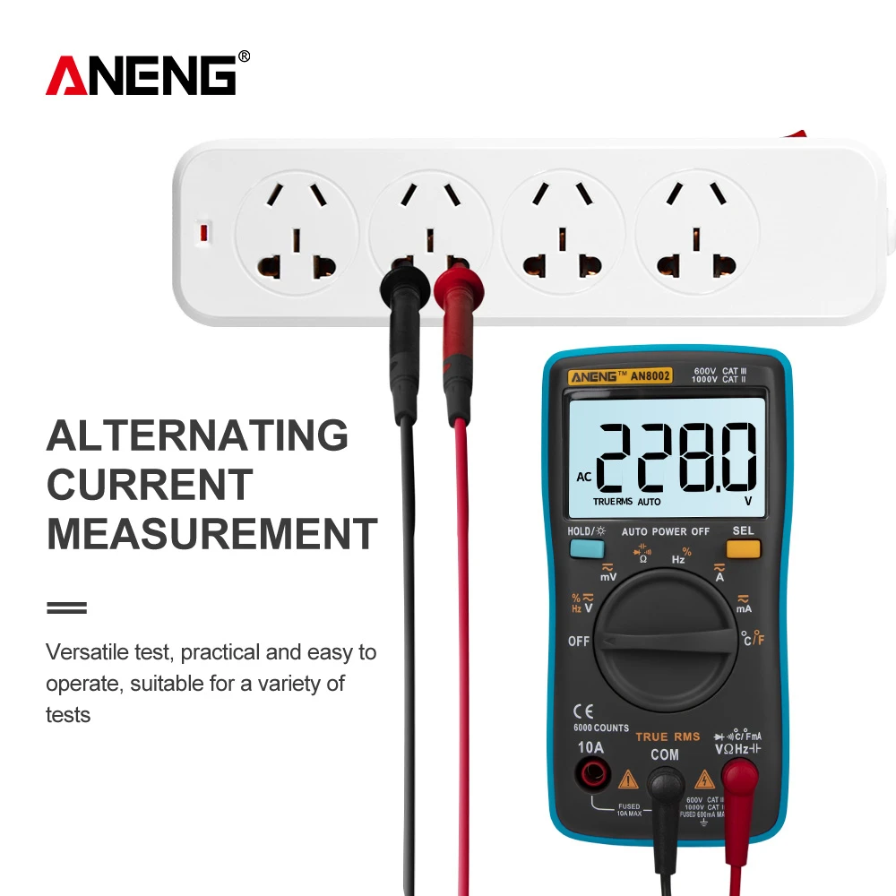 ANENG AN8002 Digital Multimeter 6000 Counts Backlight AC/DC Ammeter Voltmeter Ohm Alligator Clip Jumper Wire Test
ANENG AN8002 Digital Multimeter 6000 Counts Backlight AC/DC Ammeter Voltmeter Ohm Alligator Clip Jumper Wire Test