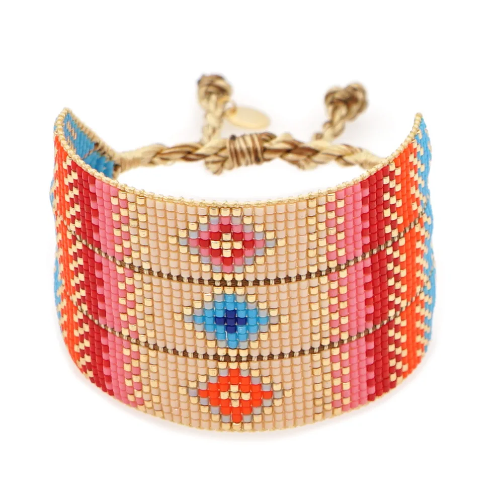 Simple Retro Ethnic Geometric Pattern Color-block Pattern Miyuki Rice Beads Pure Handmade Beaded Wide Bracelet Women
Simple Retro Ethnic Geometric Pattern Color-block Pattern Miyuki Rice Beads Pure Handmade Beaded Wide Bracelet Women