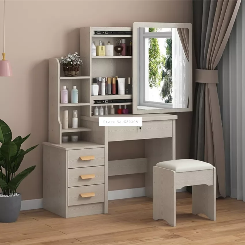 C918/C501 Simple Modern Dresser Household Bedroom Dressing Table Density Board Makeup T able With Mirror Drawer Lock Stool
C918/C501 Simple Modern Dresser Household Bedroom Dressing Table Density Board Makeup T able With Mirror Drawer Lock Stool