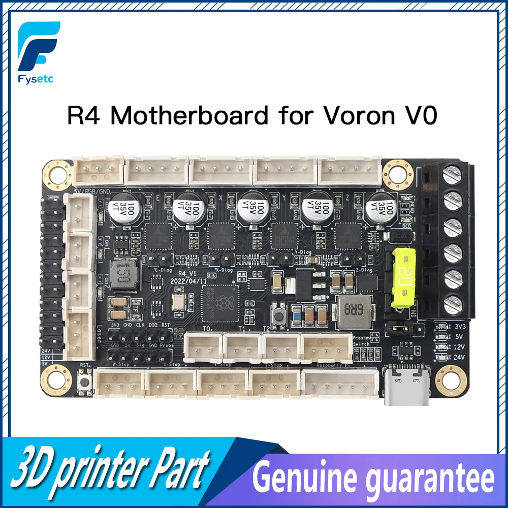 FYSETC R4 Motherboard Adopt Raspberry Pi Arm Cortex-M0+ and master RP2040 with Type C For Voron V0 3D Printer Parts
FYSETC R4 Motherboard Adopt Raspberry Pi Arm Cortex-M0+ and master RP2040 with Type C For Voron V0 3D Printer Parts