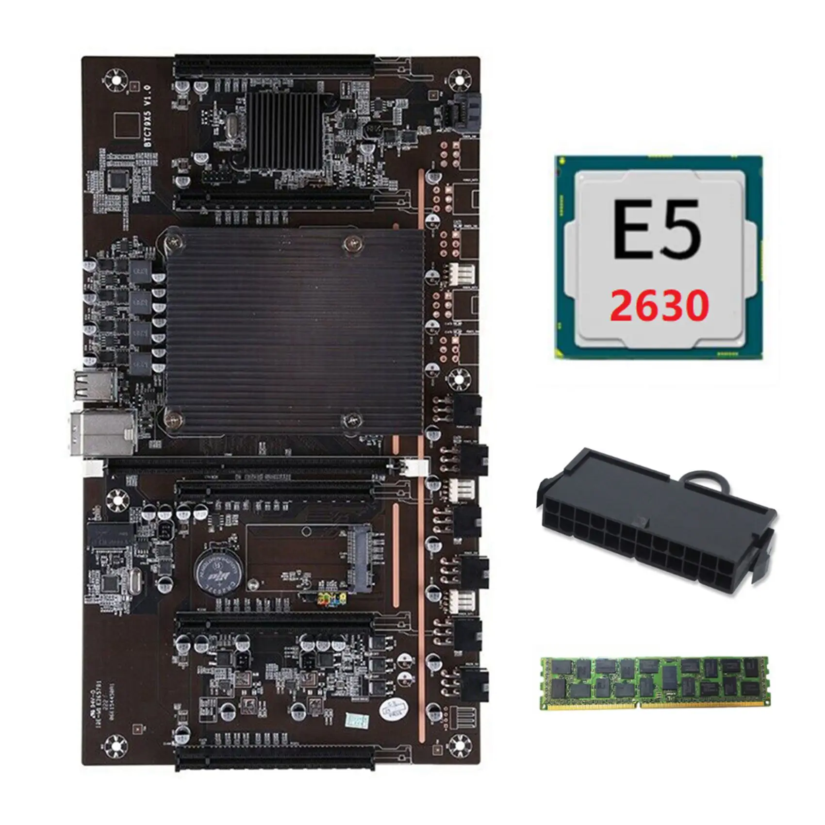 X79 H61 BTC Miner Motherboard with E5 2630 CPU+RECC 4G DDR3 Ram+24Pins Connector Support 3060 3070 3080 GPU
X79 H61 BTC Miner Motherboard with E5 2630 CPU+RECC 4G DDR3 Ram+24Pins Connector Support 3060 3070 3080 GPU