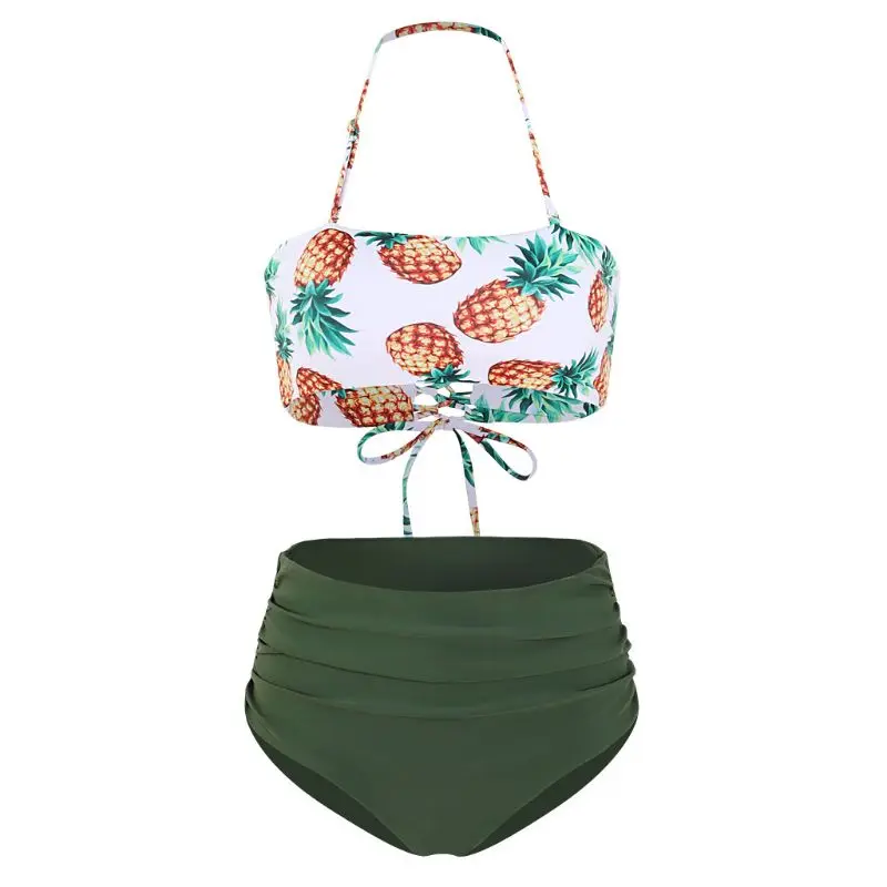 2 Piece Bikini Set Halter Pineapple Printed Cross Bandage Swimsuit High Waisted Tummy Control Bathing Suit
2 Piece Bikini Set Halter Pineapple Printed Cross Bandage Swimsuit High Waisted Tummy Control Bathing Suit