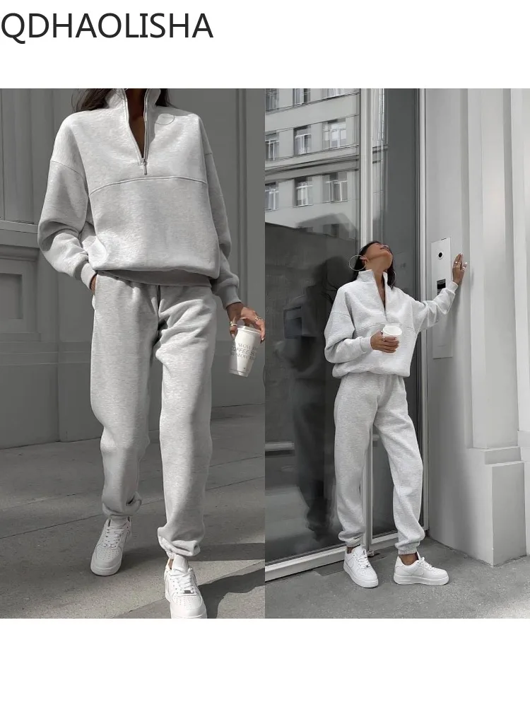 Two Piece Set for Women Tracksuit Plush Stand Collar Pullover Sweater Long Sleeved Zipper Loose Fitting Sports Pants Two-piece
Two Piece Set for Women Tracksuit Plush Stand Collar Pullover Sweater Long Sleeved Zipper Loose Fitting Sports Pants Two-piece