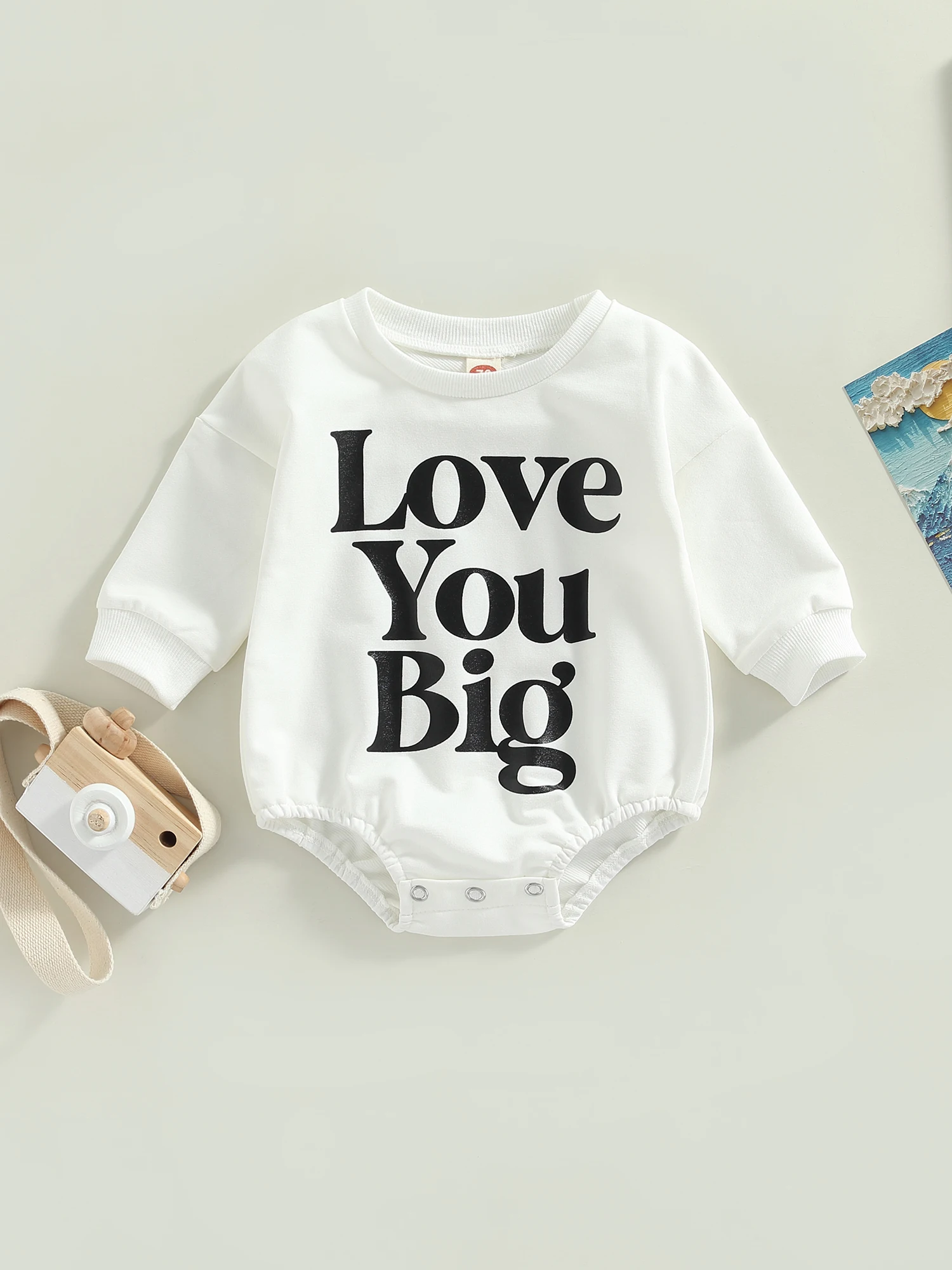 Newborn Baby Long Sleeve Romper Letter Printed Round Neck Playsuit Casual Simple Style Short Jumpsuit White
Newborn Baby Long Sleeve Romper Letter Printed Round Neck Playsuit Casual Simple Style Short Jumpsuit White