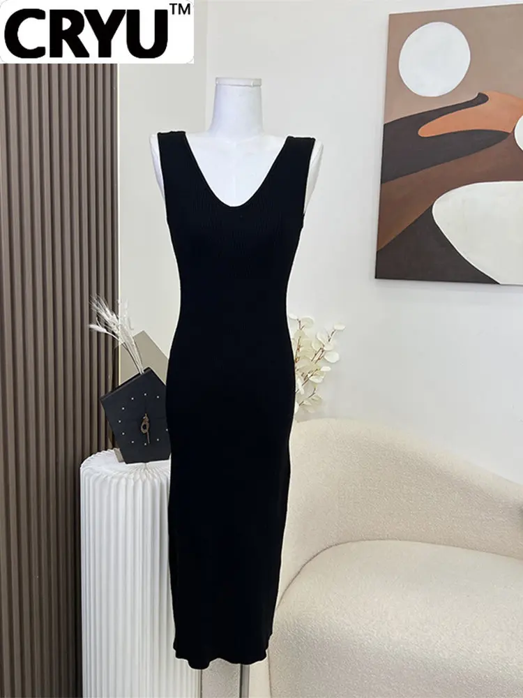 

Женское винтажное классическое платье, черное платье средней длины с V-образным вырезом, облегающее платье без рукавов с разрезом на подоле, шикарное платье до щиколотки для выпускного вечера