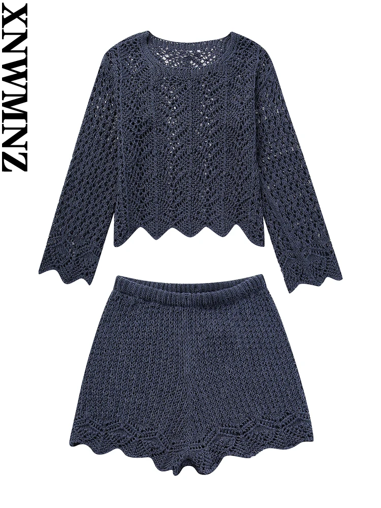 XNWMNZ Women's Fashion 2023 Hollow out O Neck Long Sleeve Sweater or Elastic High Waist Knitted Shorts Female Two Piece Set
XNWMNZ Women's Fashion 2023 Hollow out O Neck Long Sleeve Sweater or Elastic High Waist Knitted Shorts Female Two Piece Set