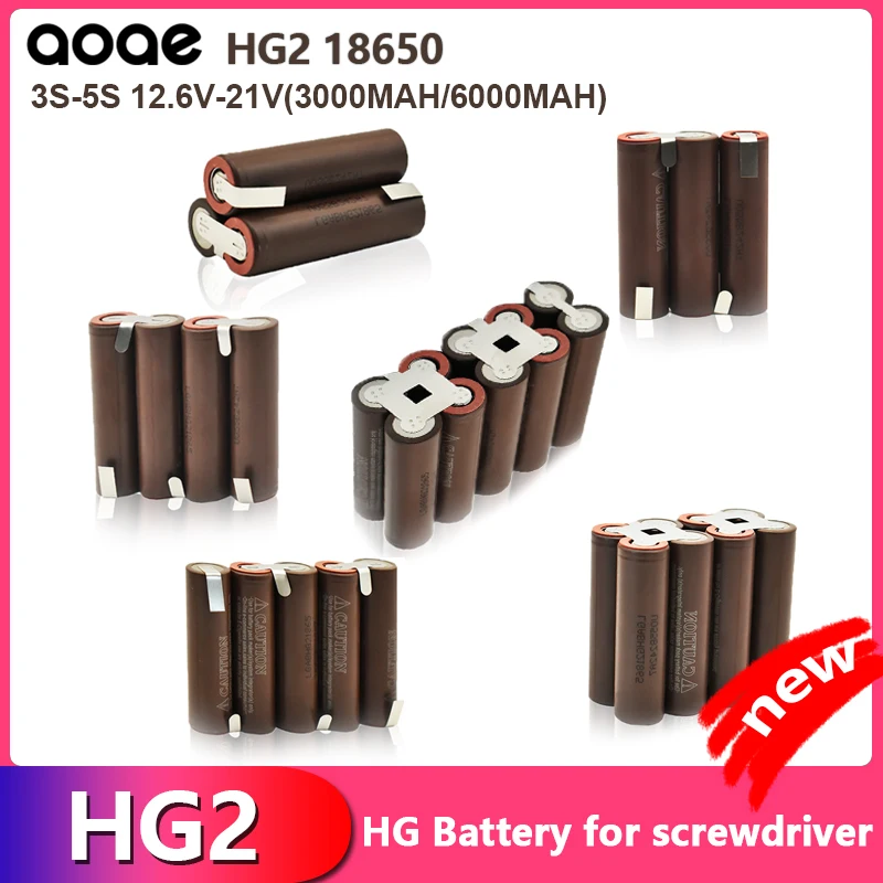 original 18650 HG2 3000mAh 6000mAh 3S 4S 5S 6S 8S 7.4V 12.6V 14.8V 18V 25.2V 29.6V For Screwdriver batteries weld battery pack
original 18650 HG2 3000mAh 6000mAh 3S 4S 5S 6S 8S 7.4V 12.6V 14.8V 18V 25.2V 29.6V For Screwdriver batteries weld battery pack