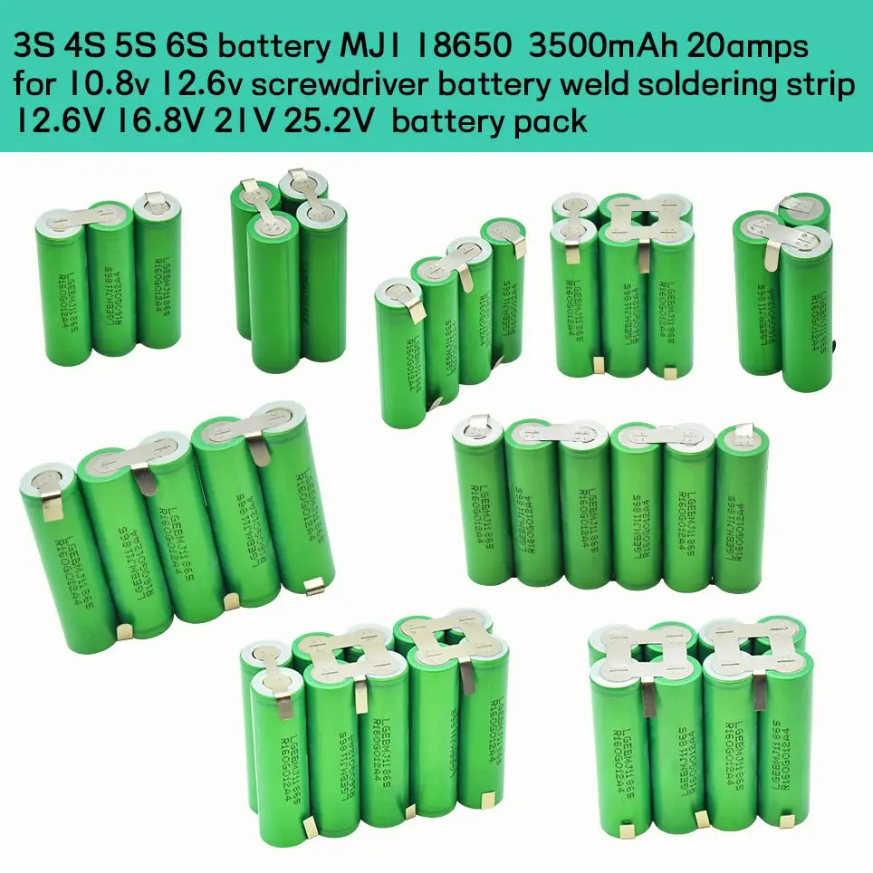 2s1p 1s3p 3s2p 4s2p 5s2p 8.4v 3.7V 10.8V 16.8v 18V MJ1 Battery Pack 18650 3500 MAh Battery for 18V Screwdriver Battery
2s1p 1s3p 3s2p 4s2p 5s2p 8.4v 3.7V 10.8V 16.8v 18V MJ1 Battery Pack 18650 3500 MAh Battery for 18V Screwdriver Battery