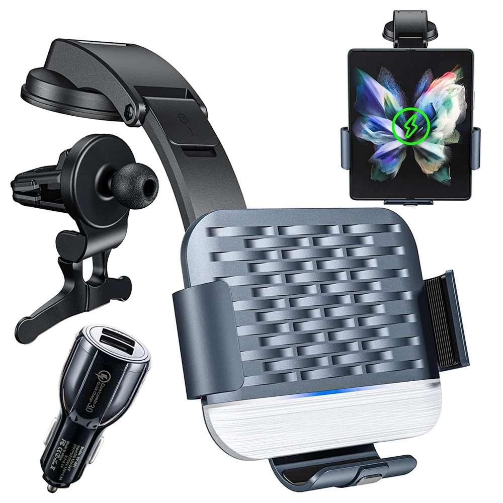 15W Qi Wireless Car Charger Car Mount for Samsung Galaxy Z Fold 4 Fold3 2 5G iPhone 14 13 12 Pro Max Auto Clamping Fast Charging
15W Qi Wireless Car Charger Car Mount for Samsung Galaxy Z Fold 4 Fold3 2 5G iPhone 14 13 12 Pro Max Auto Clamping Fast Charging